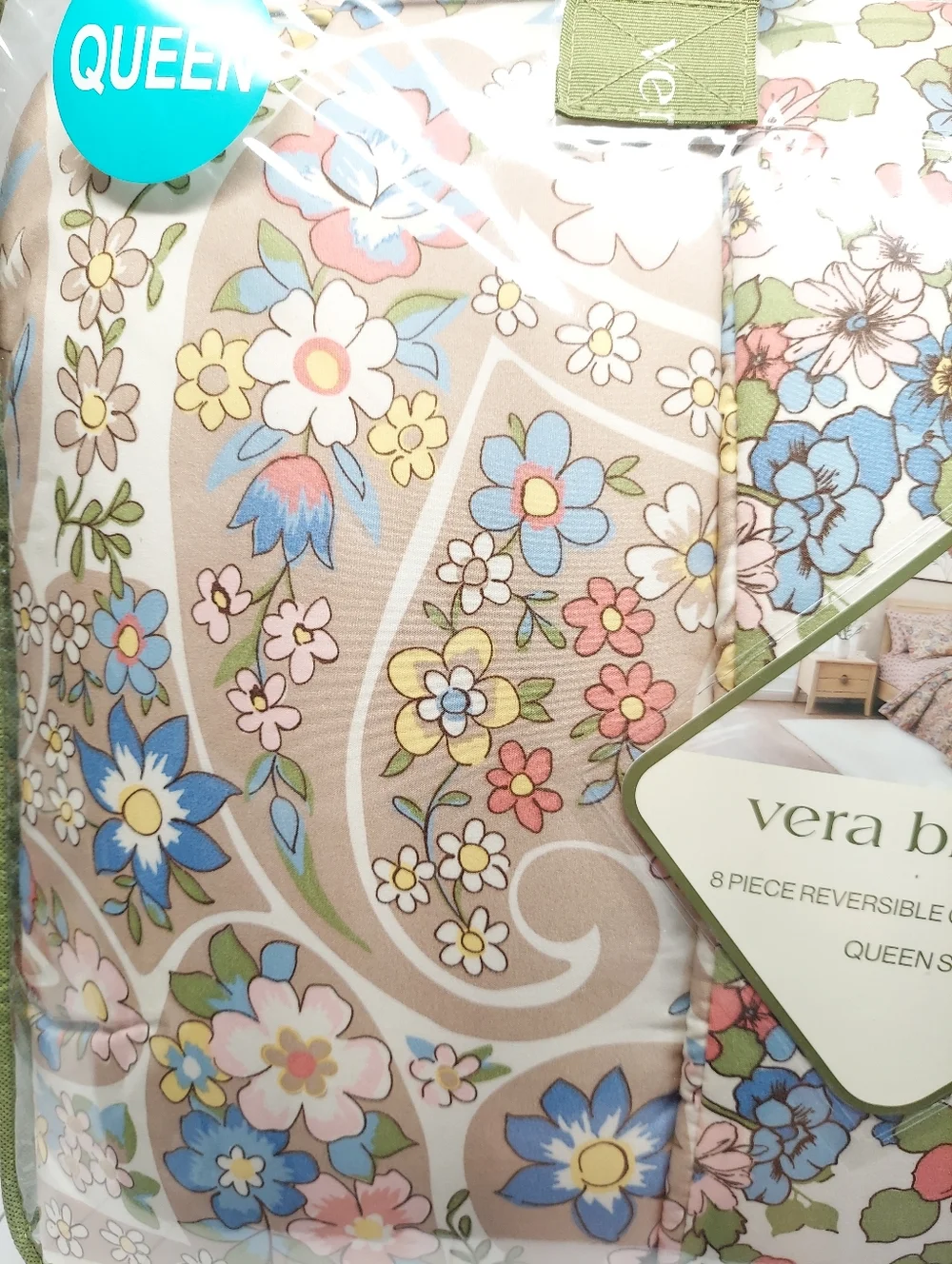 Vera Bradley Multicolor Floral Reversible Queen Comforter Set -8 pieces